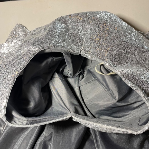 TS Couture Ladies Silver Gray Prom, Ball, Formal Maxi Gown. Bling, Glittery NWT - Picture 9 of 16